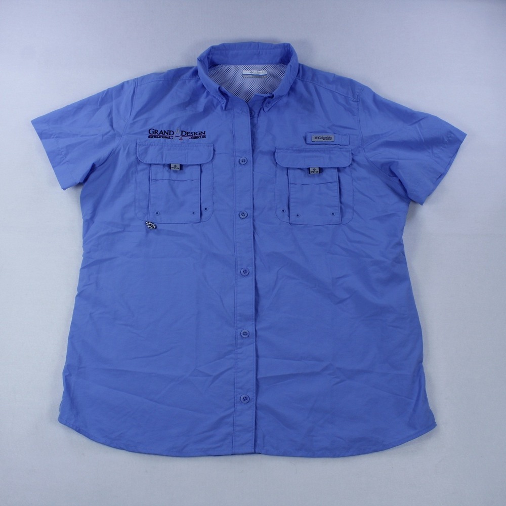 Columbia PFG Short-Sleeve Shirt - Blue - Size L/G - Grand Design RV Embroidery